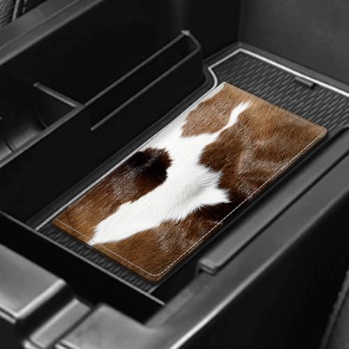 Leather Car Registration and Insurance Card Holder, Cute Car Accessories Vehicle Glove Box Car Organizer for Documents, Cards, License Cute Brown Cow Print - color: Cute Brown Cow Print