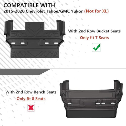 KARPAL Floor Mats for 2015-2020 Chevy Tahoe/GMC Yukon (Not for XL), with 2nd Row Bucket Seats (7seats) Cover Protector, All-Weather TPE Custom Fit Floor Liners Car Accessories - style: 2015-2020 | For Chevy Tahoe 7 Seats| Combo Set