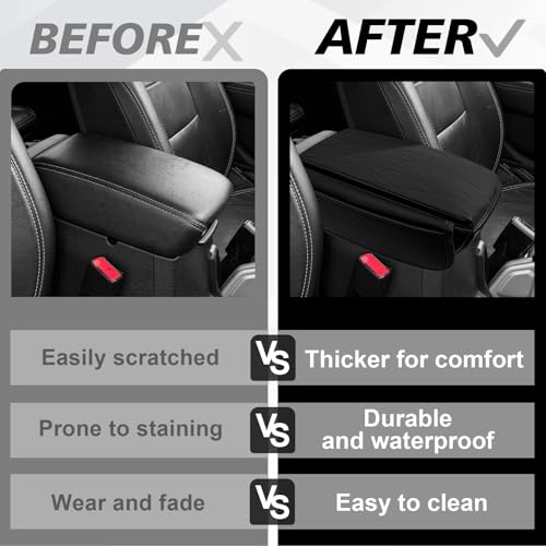 Center Console Armrest Cover Fit for Jeep Wrangler JL 2018-2026 & Gladiator JT 2020-2026 Accessories, Comfort Armrest Pad Console Lid Cushion Vegan Leather 1-Inch Extra Thick - size: 15) 18-25/20+|Wrangler JL/Gladiator|Black,+Thick