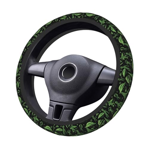 Green Alien UFO Moon Universal Steering Wheel Covers, Cute Car Accessories for Women Girls Car Truck - color: Green Alien UFO Moon