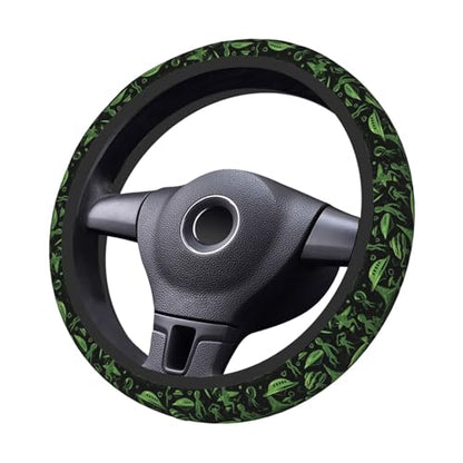 Green Alien UFO Moon Universal Steering Wheel Covers, Cute Car Accessories for Women Girls Car Truck - color: Green Alien UFO Moon