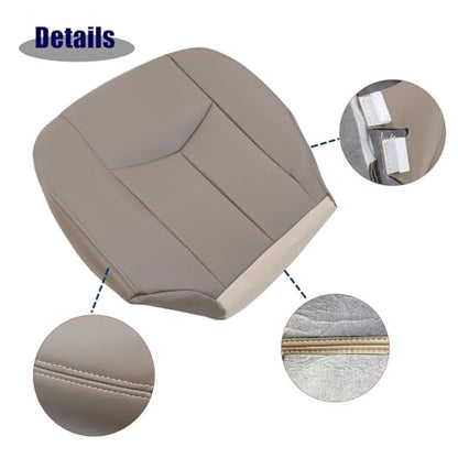 Front Driver Side Bottom Seat Cover Microfiber Leather Medium Neutral Tan #522 and Foam Cushion Pad Compatible with Chevy Avalanche Silverado GMC Sierra 1500 2500 3500HD 2003 2004 2005 2006 - color: Med Tan