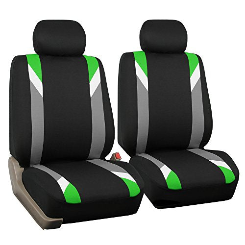 FH Group Front Set Cloth Car Seat Covers for Low Back Car Seats with Removable Headrest, Universal Fit, Airbag Compatible Seat Cover for SUV, Sedan, Van, Green - color: Green, size: Front Set