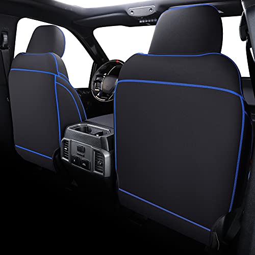 Coverado Car Seat Cover Full Set with Waterproof Neoprene, F150 Seat Covers for Trucks, Seat Protector Compatible with 2015-2025 Ford F150 Crew Cab & 2017-2025 F250 F350 F450, Black & Blue - color: Blue