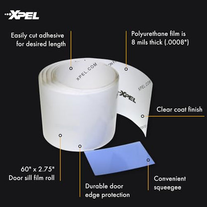 XPEL Clear Universal Door Sill Guard - 60" x 2.75" - Ultimate Protection for Car or Truck Door Sills against High Traffic and Damage, Easy to Install Interior Protection Film Kit