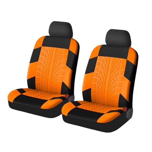 Osilly 2PCS Car Seat Covers for Front Seats, Breathable Waterproof Polyester Auto Seat Protectors, Universal Vehicle Split Cushion Cover, Interior Accessories for Car, Truck, SUV (Orange) - color: Orange