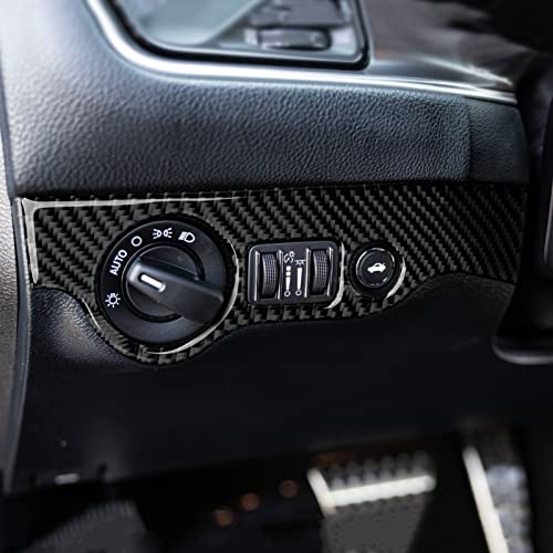 Car Headlight Switch Cover Trim Decals for 2011-2023 Dodge Charger Accessories Carbon Fiber Stickers - color: Headlight Switch Cover