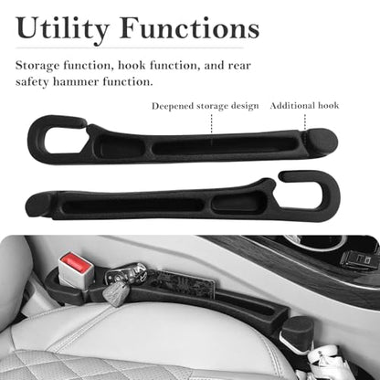 Car Seat Gap Filler 2 Pack with Organizer Hook, Car Seat Gap Plug Fills Gap Between Seat & Console Prevent Small Items & Tools from Falling Seat Side Gap Fits Cars, SUVs, Trucks & Sedans - color: hook