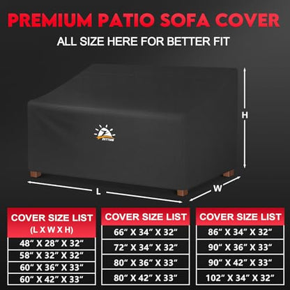 Patio Sofa Cover 86 Inch - 600D Outdoor Couch Cover Waterproof & Heavy Duty, Large 3-Seater Furniture Covers for Outside Sofa, Couch, Glider, Loveseat and Bench - 86 x 34 x 32 Inch - size: 86 x 34 x 32 Inch