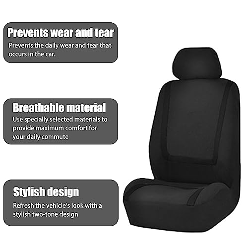 BELOMI Car Seat Covers Full Set, Breathable Premium Cloth Automotive Seat Cover, Universal Front and Rear Seat Covers, Easy to Install Car Accessories for Most Cars Trucks SUV (Black)