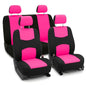 FH Group Bright Flat Cloth Full Set Automotive Seat Covers Front Set and Rear Solid Bench Pink Black Seat Covers w. Gift Universal Fit Interior Accessories for Cars Trucks and SUVs - color: Pink