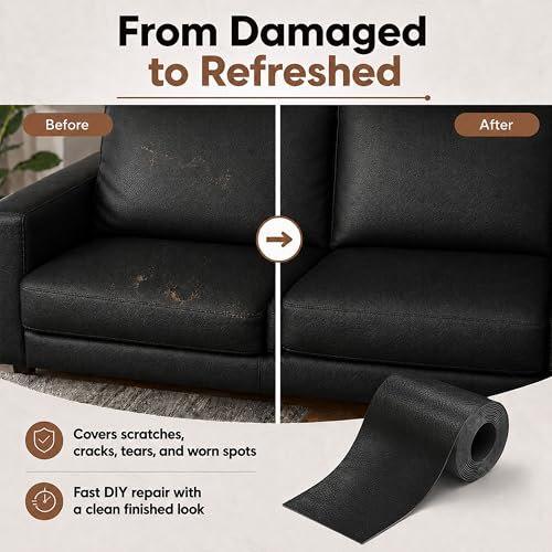 ONine Leather Repair Tape,Self Adhesive Leather Repair Patch,Leather Patches for Furniture,Sofa,Car Seats,Office Chair. Vinyl Repair Kit 3x60in (Black) - color: Black, size: 3 x 60 inches
