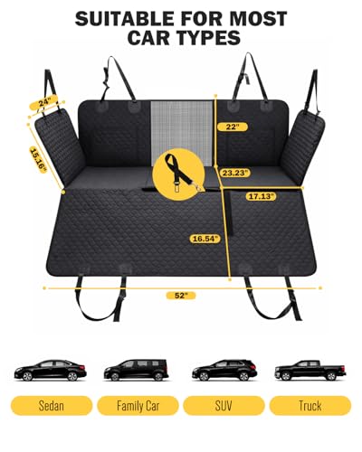 Dog Seat Cover for Back Seat, PU Dog Car Seat Cover Holds 420 lbs, Material Waterproof, Anti Scratch, Easy to Use and Clean, Hard Bottom Back Seat Extender for Dogs, Comfortable Car, SUV, Truck - size: Standard - PU