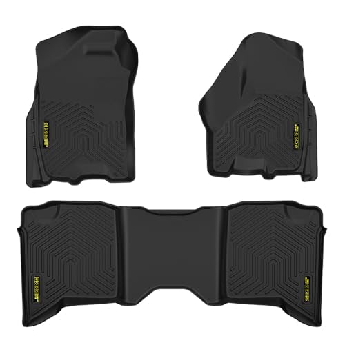 PIT66 Floor Mats Set Compatible with 2009-2018 Dodge Ram Crew Cab, (Not Fit Tradesman Quad Cab) TPE 3-Piece Premium, Black All Weather Protection Floor Liners Mats Set (4 Full Size Doors) - size: Fit Dodge Ram Crew Cab 2009-2018 | 3PCS