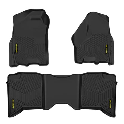 PIT66 Floor Mats Set Compatible with 2009-2018 Dodge Ram Crew Cab, (Not Fit Tradesman Quad Cab) TPE 3-Piece Premium, Black All Weather Protection Floor Liners Mats Set (4 Full Size Doors) - size: Fit Dodge Ram Crew Cab 2009-2018 | 3PCS