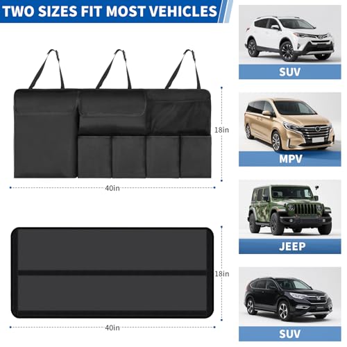 Car Trunk Organizer Backseat Hanging Organizer with Storage Pockets for Subaru Crosstrek, Forester, Outback, Ascent 2000-2024 2025 Car Accessories - color: Black, size: 40" x 18"