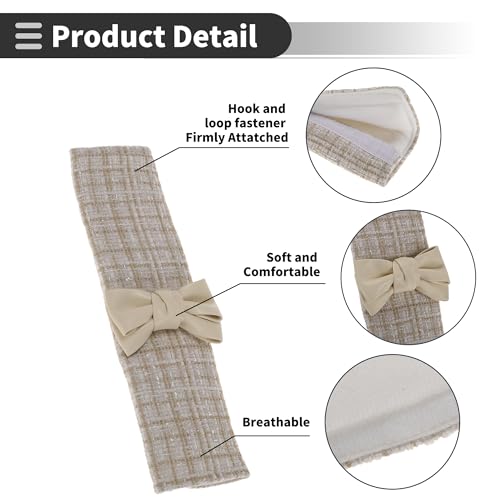White Beige Seat Belt Cover Pad Polyester Cotton Linen 25cm Seatbelt Strap Cushion Shoulder Padding 2 Pcs