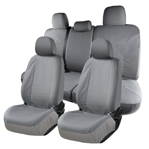 Coverado Seat Covers Custom Fit for Tacoma Double Cab/Crew Cab SR/SR5/TRD Sport/TRD Off-Road/Limited Seat Cushion Protectors 2005-2015 Canvas (Full Set, Gray) - color: Canvas/Gray, size: 2005-2015/Full Set