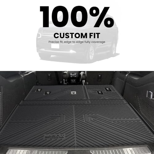 LASFIT Trunk Mat with 3rd Row Backrest Mat 2021-2026 for Chevrolet Chevy Suburban/GMC Yukon XL (Only Yukon XL, Not Fit Yukon)/Cadillac Escalade ESV (Only Escalade ESV, Not Fit Escalade) - size: Cargo for Suburban/Escalade ESV/Yukon XL 2021-2026