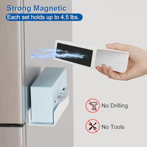 Adjustable Magnetic Glove & Tissue Box Holder, Wall Mount Dispenser for Gloves, Wipes & Tissues, Multi-Purpose Organizer for Kitchen, Laundry, Garage & Workshop, White