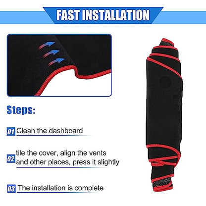 Car Dashboard Cover Compatible for Nissan Altima 13-18, Protective Polyester Red Center Console Interior Trim Dash Cover Mat Pad