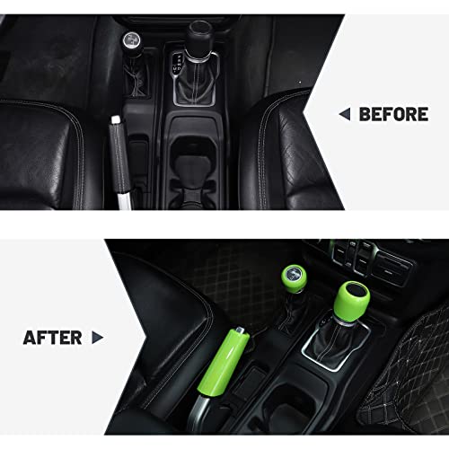 for Wrangler JL Handbrake Cover Green, Gear Shift Knob Cover for Jeep Wrangler JL JLU Gladiator JT 2018 Up Green Interior Accessories 3pcs
