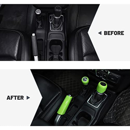 for Wrangler JL Handbrake Cover Green, Gear Shift Knob Cover for Jeep Wrangler JL JLU Gladiator JT 2018 Up Green Interior Accessories 3pcs