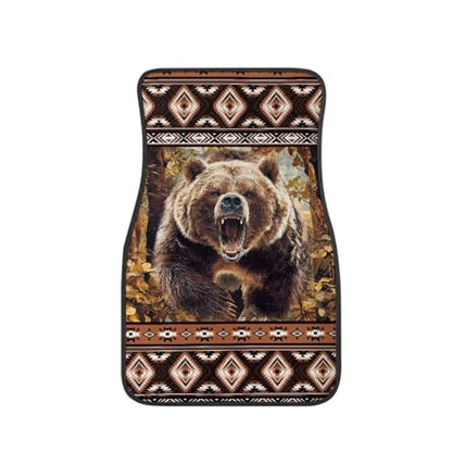 Car Mat Aztec Bear Auto Front & Back Floor Carpet,4 Pcs Non Slip Anti-Dirty Foot Pad Rug Automotive Interior Accessories - color: Aztec Bear