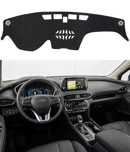 BIBLOZ Dash Cover for Hyundai Santa Fe 2019-2023 Accessories Black Flannel Dashboard Cover Mat Car Dashboard UV Sun Protection - size: 2019-2023 Santa Fe
