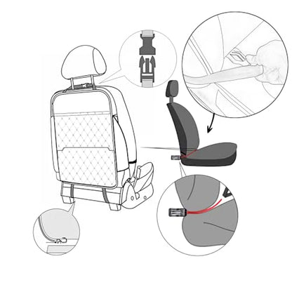 TAIKOO Seat Back Protector,Shields Seat Backs from Kicks and Adds Storage | kick mats back seat protector easy to install and clean, well-crafted, sturdy, durable and stylish.2 Pack - color: Style A-Black