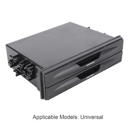 Car Radio Storage Box Single Din Radio Pocket 2 in 1 Car Radio Storage Box Multi Purpose ABS Universal 1DIN 2 Layer Black Cup Holder for Collecting Items