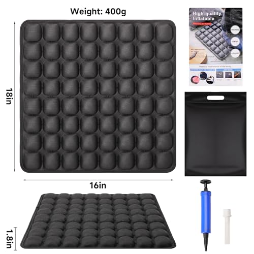 Travel Cushion - 3D Inflatable Pressure Relief Airplane Seat Cushion for Long Flights, Sciatica & Tailbone Pain Relief, Portable Foldable for Car, Office, Wheelchair