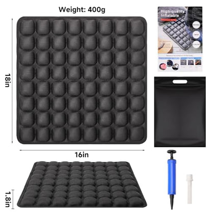 Travel Cushion - 3D Inflatable Pressure Relief Airplane Seat Cushion for Long Flights, Sciatica & Tailbone Pain Relief, Portable Foldable for Car, Office, Wheelchair