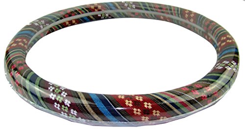 Medium Ethnic Style Coarse Flax Cloth Automotive Steering Wheel Cover Anti Slip and Sweat Absorption Auto Car Wrap Cover (14.5''-15'',D) - color: D, size: 14.5 - 15 inches