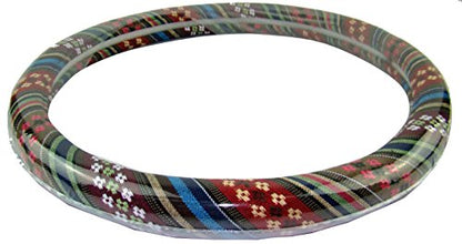 Medium Ethnic Style Coarse Flax Cloth Automotive Steering Wheel Cover Anti Slip and Sweat Absorption Auto Car Wrap Cover (14.5''-15'',D) - color: D, size: 14.5 - 15 inches