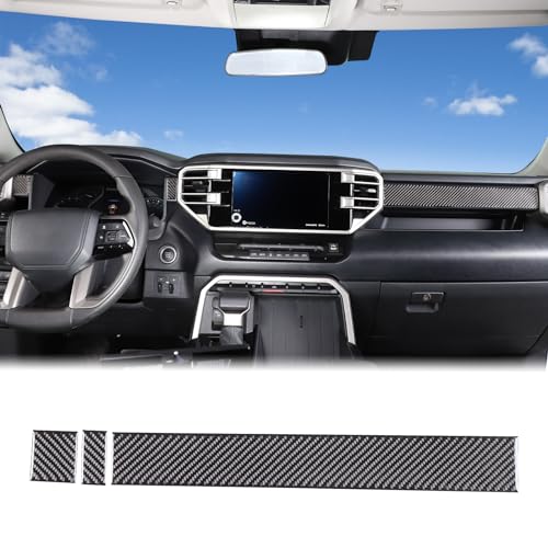 Carbon Fiber Center Control Panel Dashboard Strips Trim Sticker Fit Toyot@a Tundra/Sequoia 2022-2024 Center Console Molding Panel Cover Dashboard Central Control Strip Interior Decorative Accessories - size: Center Control Panel Dashboard Strips Trim