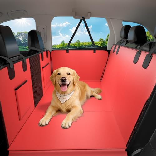 Hard Bottom Dog Car Seat Cover for Back Seat, 52"x65" Waterproof PU Leather Hammock with Side Flaps, Non-Slip Heavy Duty Protector for SUVs & Mid-Size Trucks, Supports Up to 450 lbs – Burgundy - color: Burgundy, size: 52"×65" | Sedans, SUVs & Mid-Size Tru