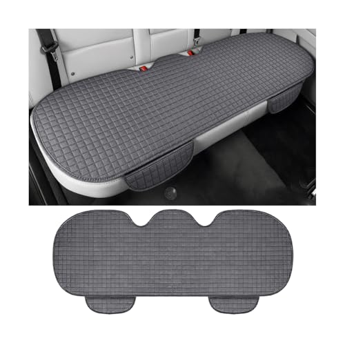 Car Back Seat Cover, Linen Breathable Vehicle Rear Bottom Bench Seat Protector with Storage Pocket, Anti-Slip Comfortable Long Automotive Rear Chair Cover, Universal for Vehicles (Gray) - color: Gray