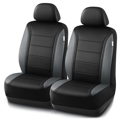 Road Comforts Leather Seat Covers, Breathable Car Seat Covers Front Seat for Men,Airbag Compatible, Automotive Seat Covers Set Universal Fit Most Cars,Vans,Truck,SUV