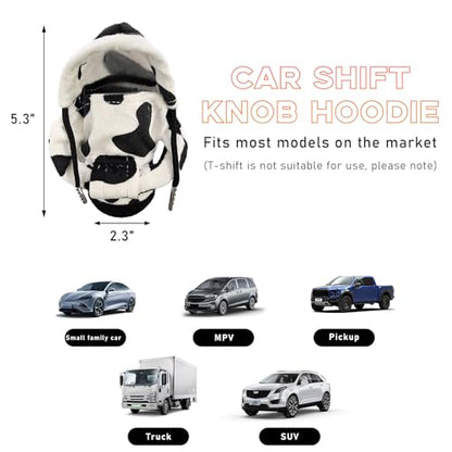 Ohleats Car Gear Shift Hoodie, Mini Funny Fashionable Automotive Gear Shifter Cover, Winter Warm Car Shift Knob Sweater Protector, Universal Interior Car Accessories (Cow) - color: Cow