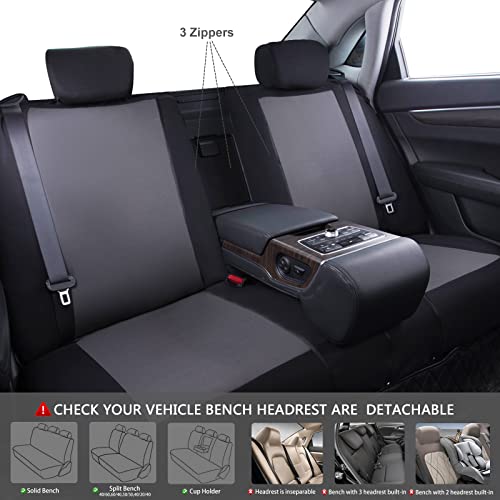 CAR PASS Line Rider Sporty Cloth 11PCS Universal Fit Car Seat Cover -100% Breathable with 5mm Composite Sponge Inside,Airbag Compatible,3zipper Bench(Full Set, Black and Gray) - color: Black and Gray, size: Full Set