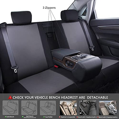 CAR PASS Line Rider Sporty Cloth 11PCS Universal Fit Car Seat Cover -100% Breathable with 5mm Composite Sponge Inside,Airbag Compatible,3zipper Bench(Full Set, Black and Gray) - color: Black and Gray, size: Full Set