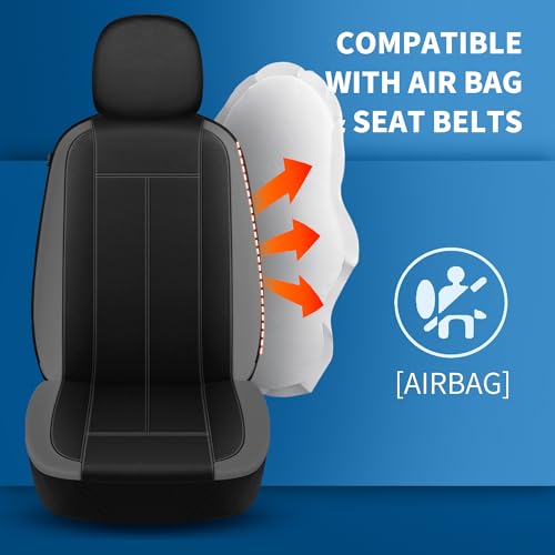 HChengkikz Car Seat Covers Front Seat, Waterproof Neoprene Car Seat Covers, Car Seat Cover Airbag Compatible, Universal Fit for Most Cars, Trucks, SUVs (Black + Darkgray) - color: N816 Black Darkgray, size: Front Seat