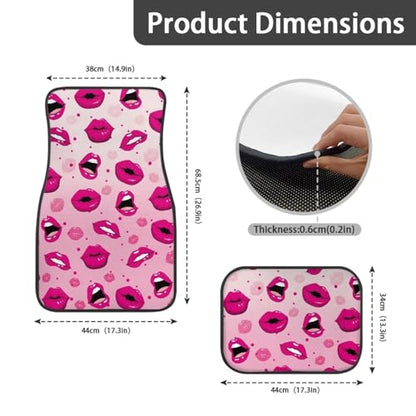 Hot Pink Lip Automotive Floor Mats Front and Rear Car Mat Carpet Set 4 Pcs Universal Fit Trucks for Valentine's Day - color: Hot Pink Lip