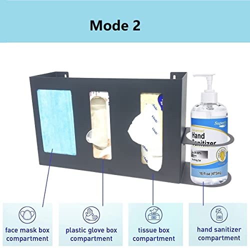 Steel Sanitizing Station Dispenser Stand, Wall Mounted Organizer for Face Masks, Glove Box and Hand Sanitizer or Others in Office, Gym, Schools, Hospital, Laboratory or Other Public Sites