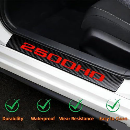 4Pcs Car Door Sill Protector Door Sill Scuff Plate Stickers Compatible with Sierra 2500HD (Red) - color: 2500HD (Red)