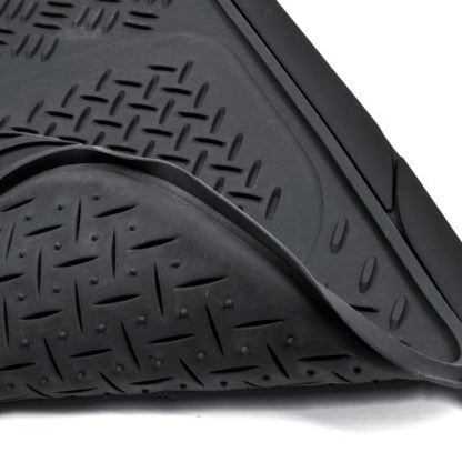 BDK OF-713 Diamond Grid Rubber Car Floor Mats, Universal Front & Rear Combo Set with Trunk Cargo Mat Liner for Car Sedan SUV Van, Heavy Duty All Weather Trim to Fit