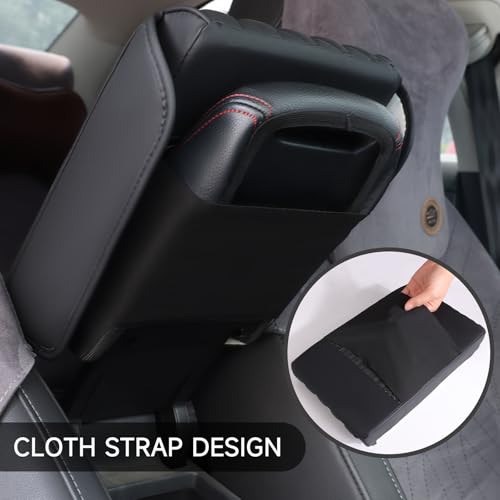 Einesin Center Console Cover, Arm Rest Cover, Memory Foam Microfiber Leather Car Armrest Cover Cushion With 2 Storage Bags, Universal Center Console Covers For Cars/Truck/Auto/Suv (Black)