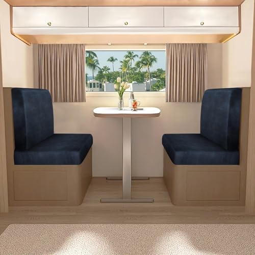 molasofa Leather Like RV Dinette Cushion Covers, RV Booth Seat Cover Stretchable Camper Cushion Couch Covers Washable Slipcovers for RV Camper Car Bench (1 Backrest Cover & 1 Bench Cover, 02Navy) - color: 02navy, size: 1 Bench Cover & 1 Backrest Cover