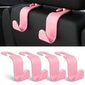 Universal Car Headrest Hooks, Car Organizer Hanger Storage Hooks for Bag Purse Cloth Grocery (Pink Set of 4) - color: Pink